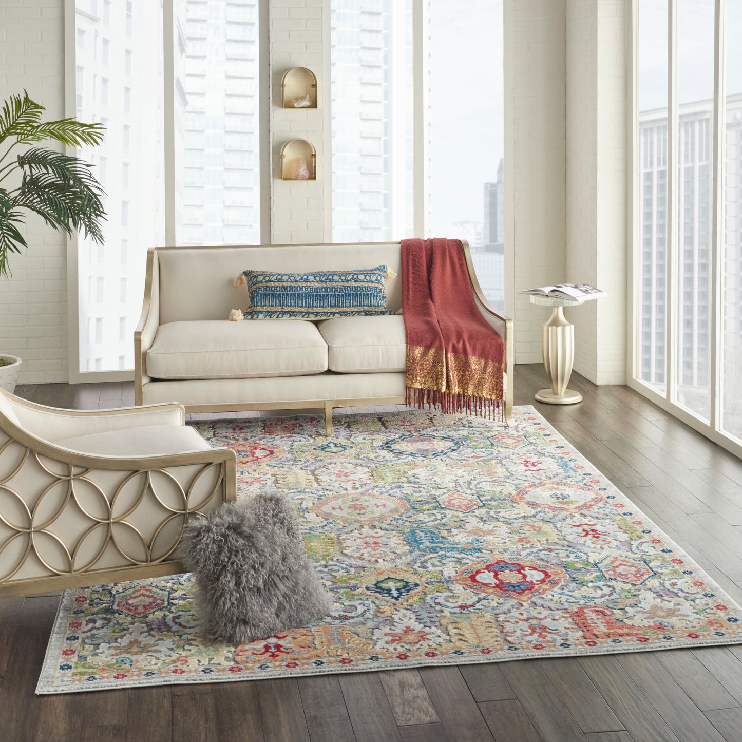 Nourison Home Ankara Global  Grey Multicolor  Traditional