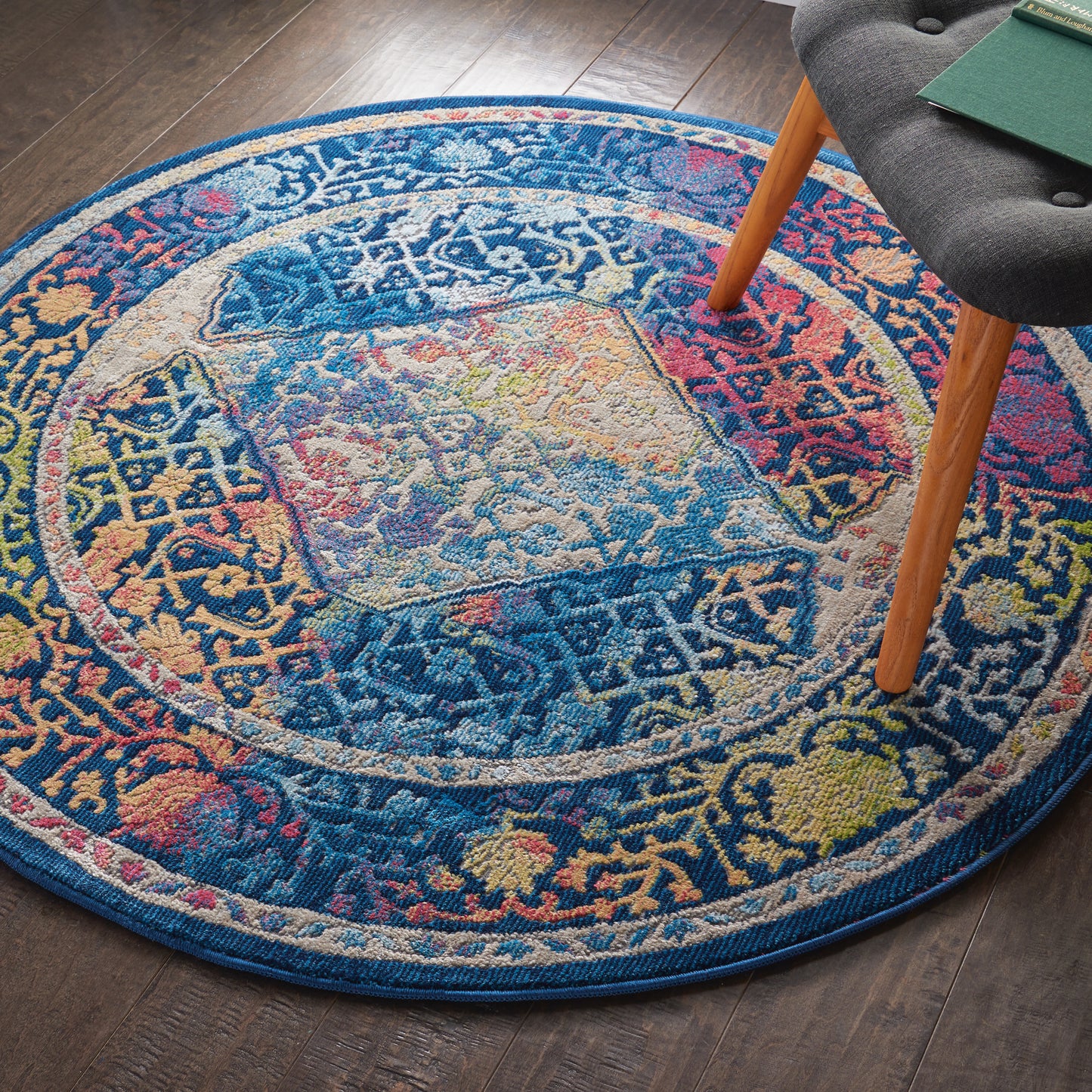 Nourison Home Ankara Global  Blue Multicolor  Transitional