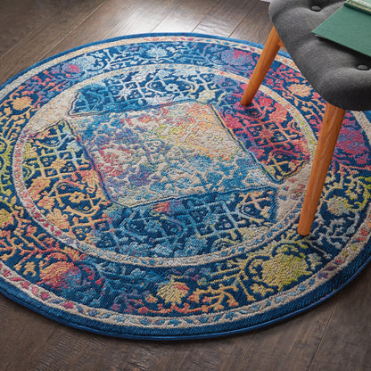 Nourison Home Ankara Global  Blue Multicolor  Transitional