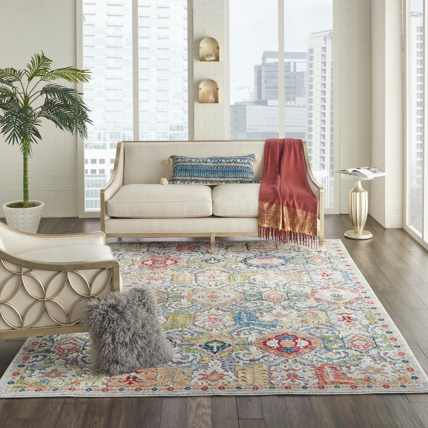 Nourison Home Ankara Global  Grey Multicolor  Traditional