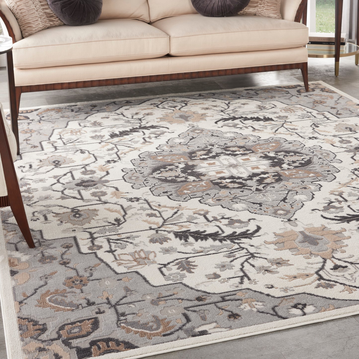 Nourison Home Elation  Ivory Grey  Traditional