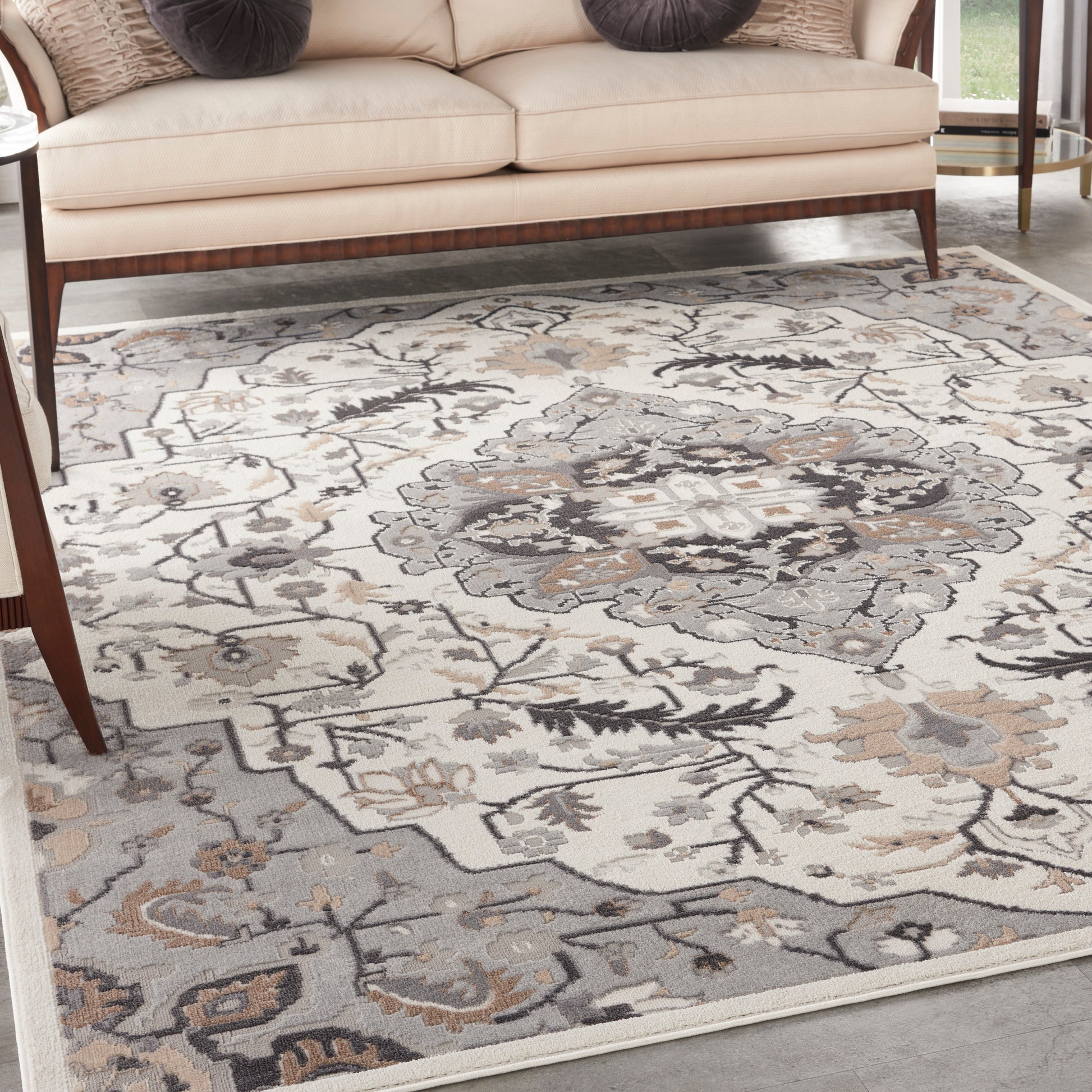 Nourison Home Elation  Ivory Grey  Traditional