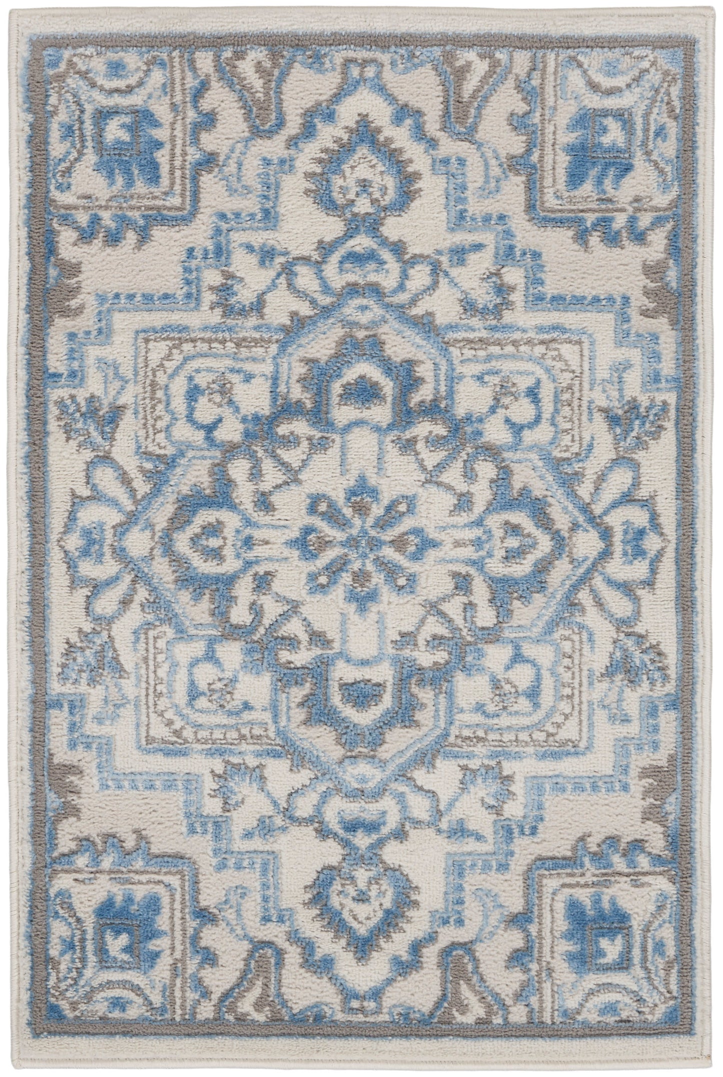 Nourison Home Elation ETN10 Ivory Blue Traditional Power-loomed Rug