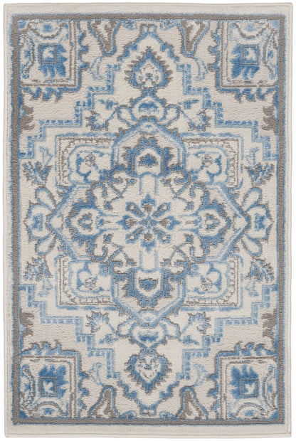 Nourison Home Elation ETN10 Ivory Blue Traditional Power-loomed Rug