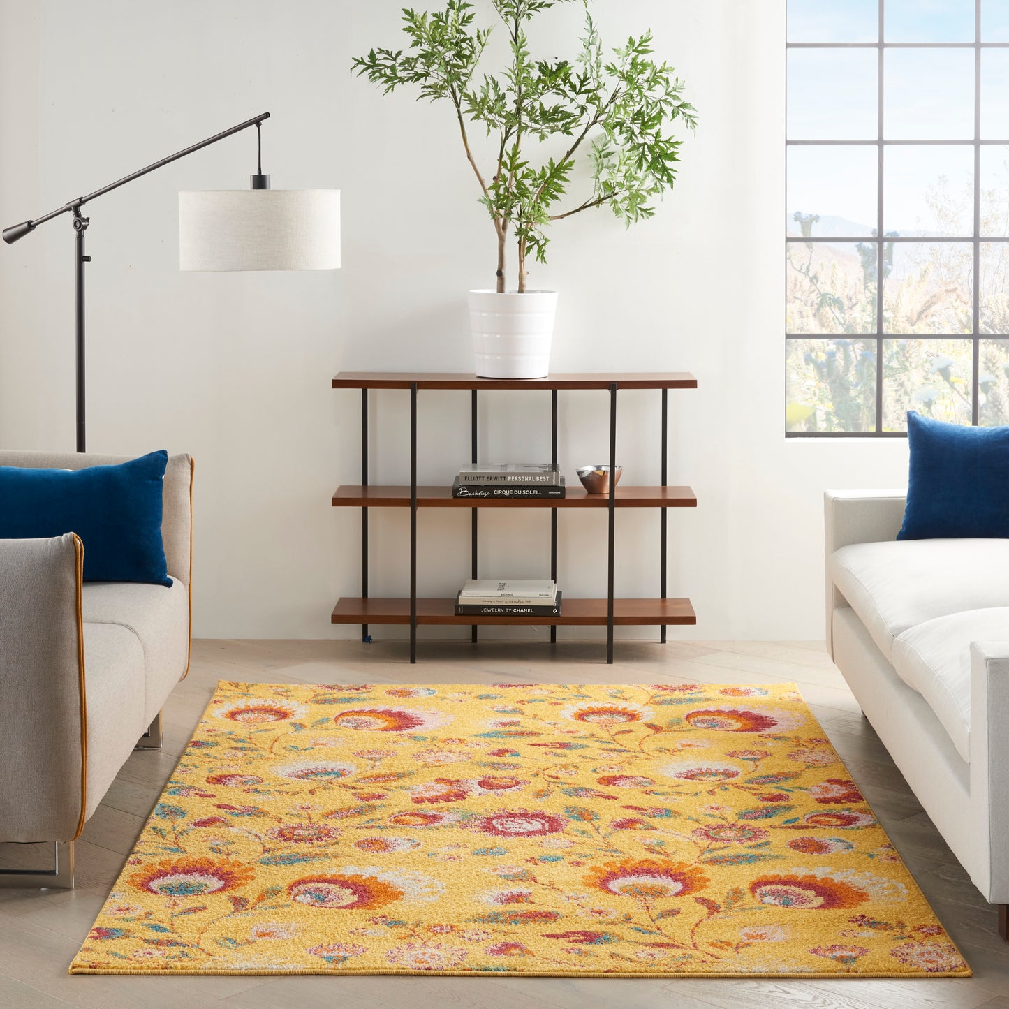 Nourison Home Allur  Yellow Multicolor  Contemporary
