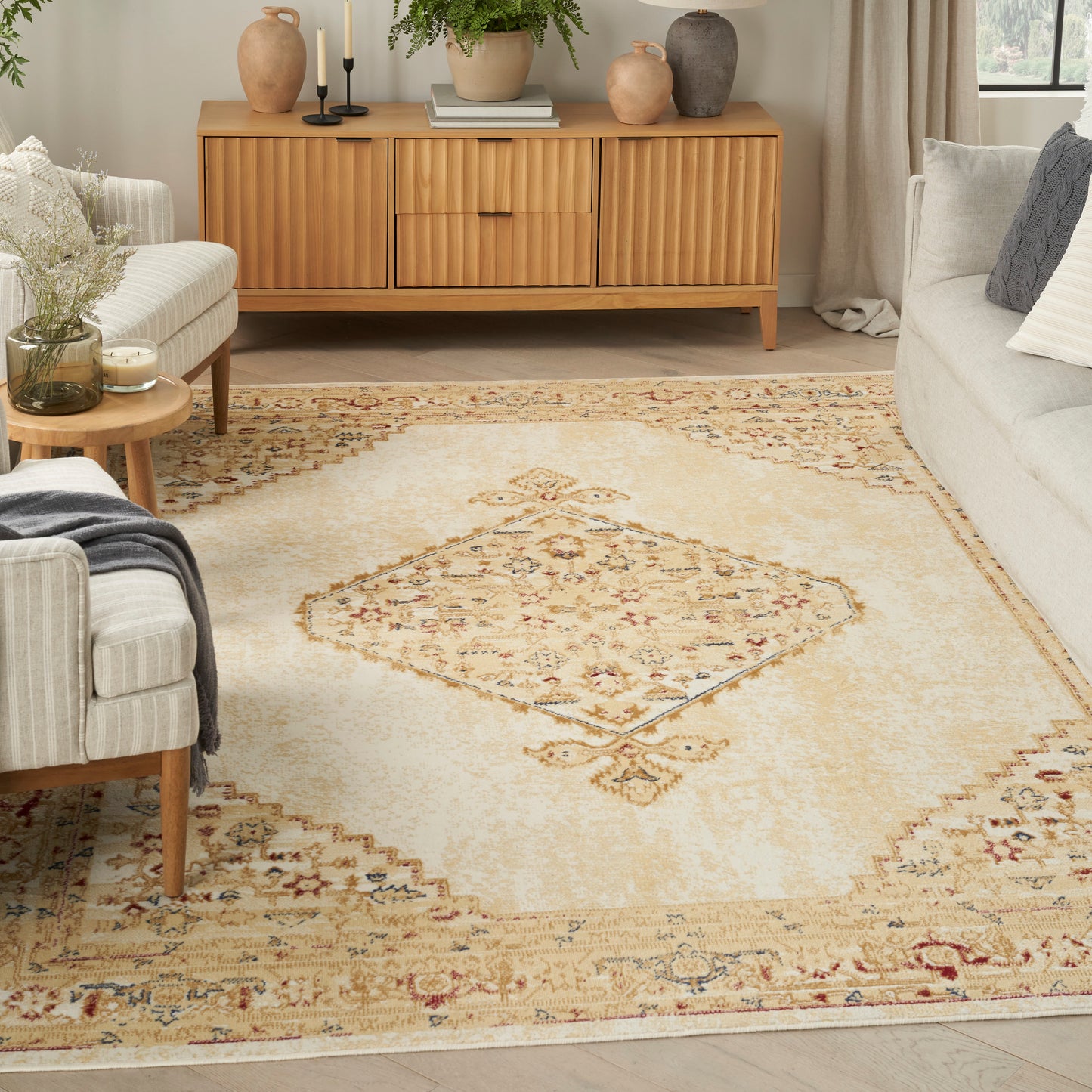 Nourison Home Grafix  Cream Multicolor  Traditional