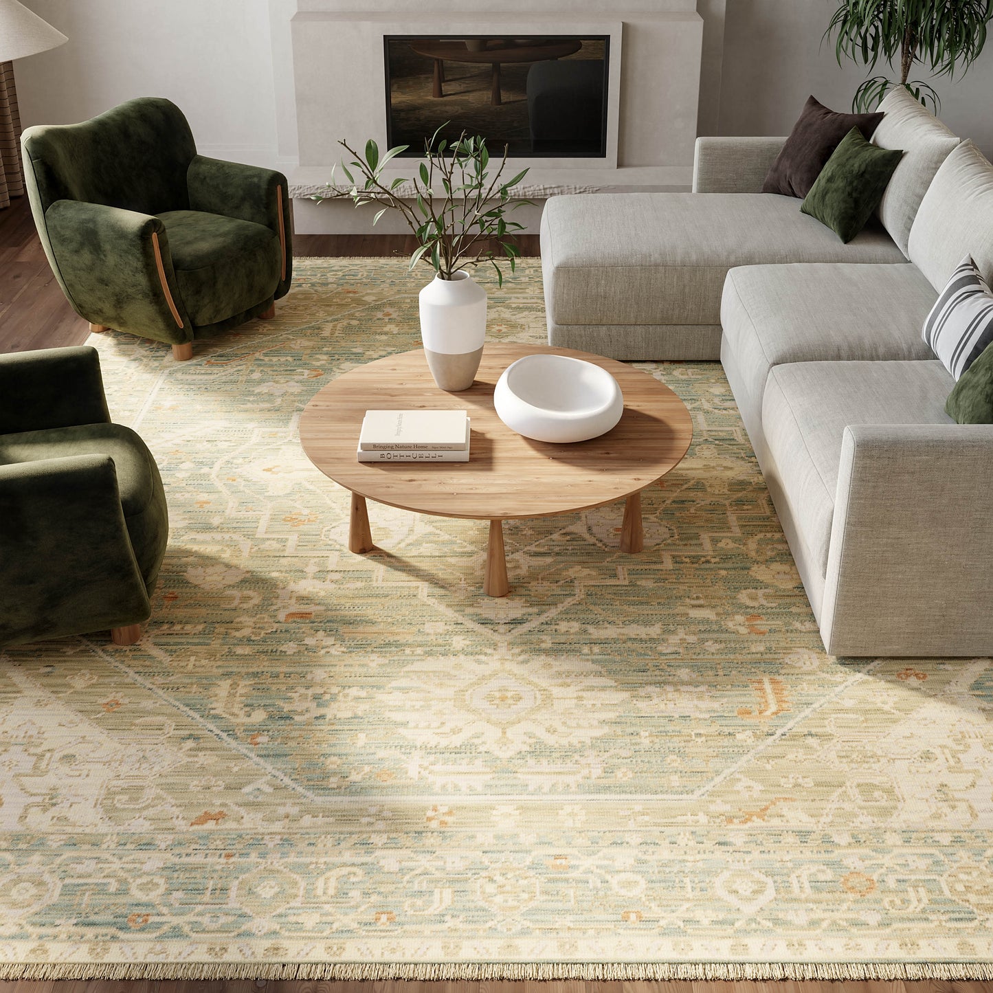 Nourison Home Antique Bloom  Teal  Traditional