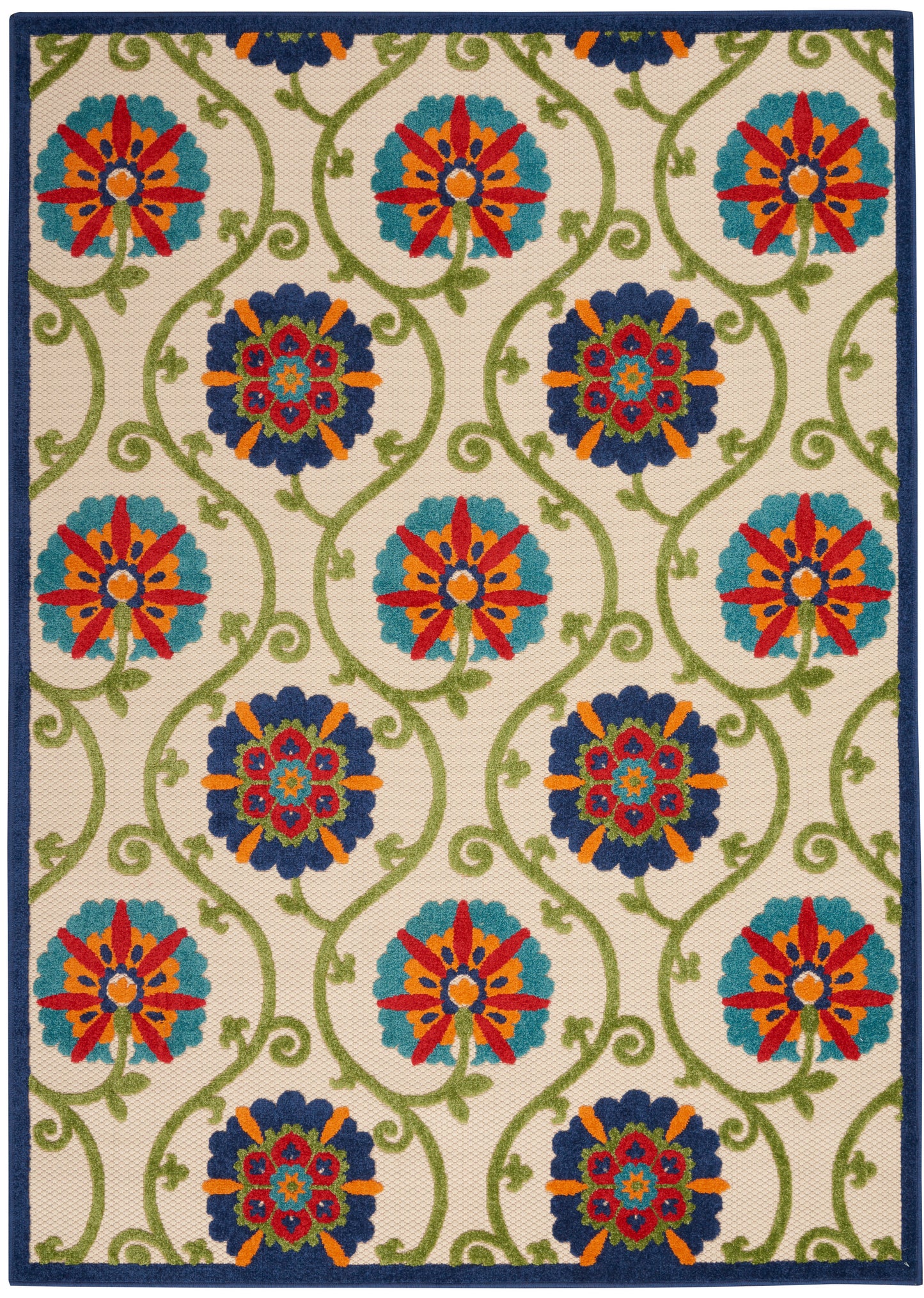 Nourison Home Aloha ALH19 Blue Multicolor Contemporary Power-loomed Rugs