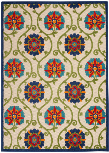 Nourison Home Aloha ALH19 Blue Multicolor Contemporary Power-loomed Rugs