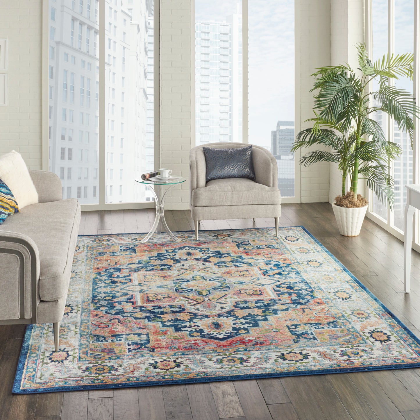 Nourison Home Ankara Global  Blue Multicolor  Traditional