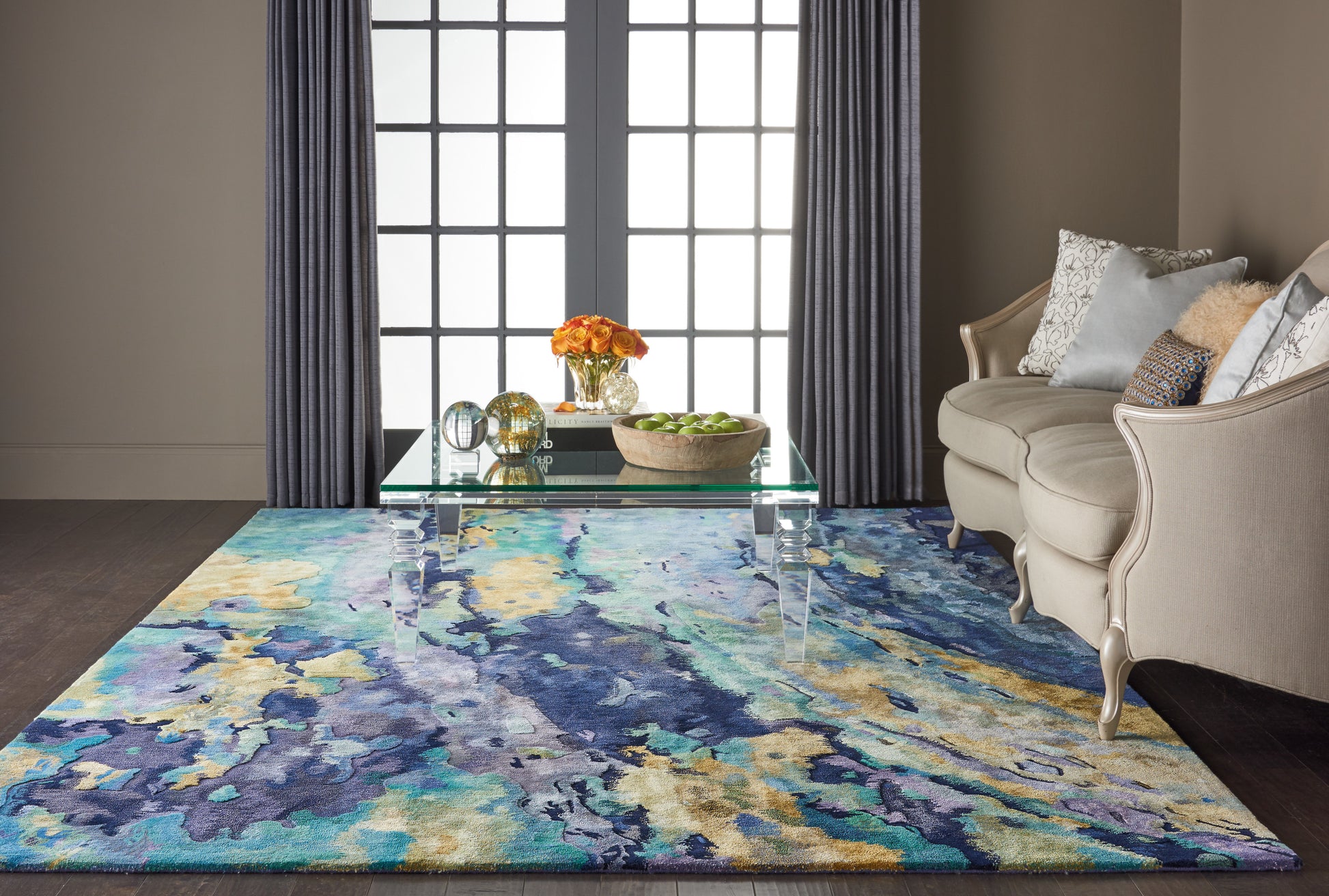 Nourison Home Prismatic  Silver Blue  Contemporary