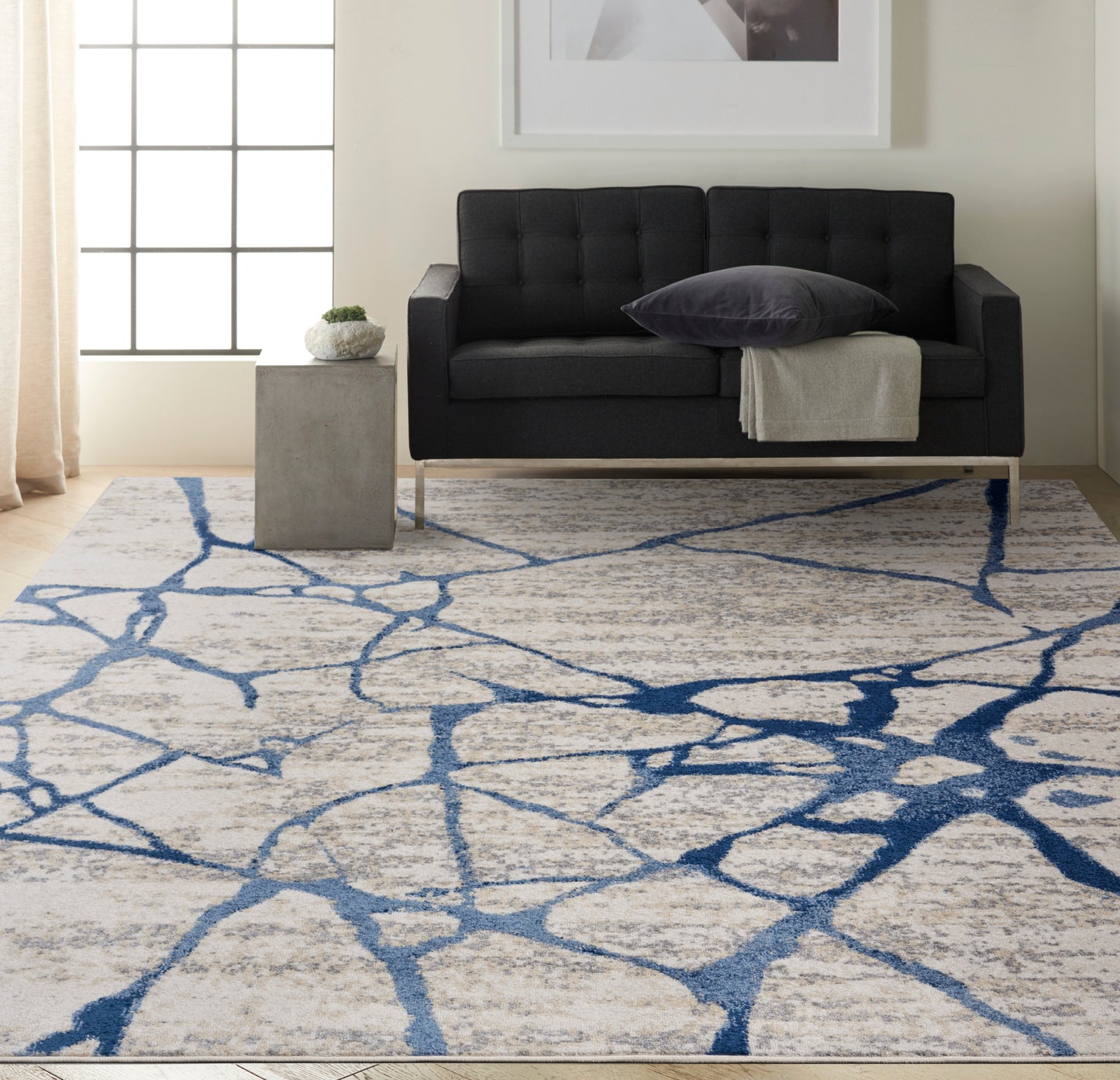 Calvin Klein River Flow  Ivory Blue  Contemporary