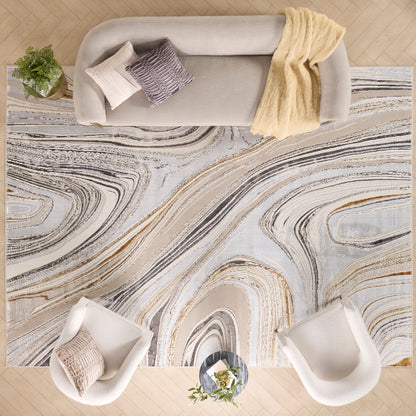 Nourison Home Glitz  Grey Gold  Contemporary