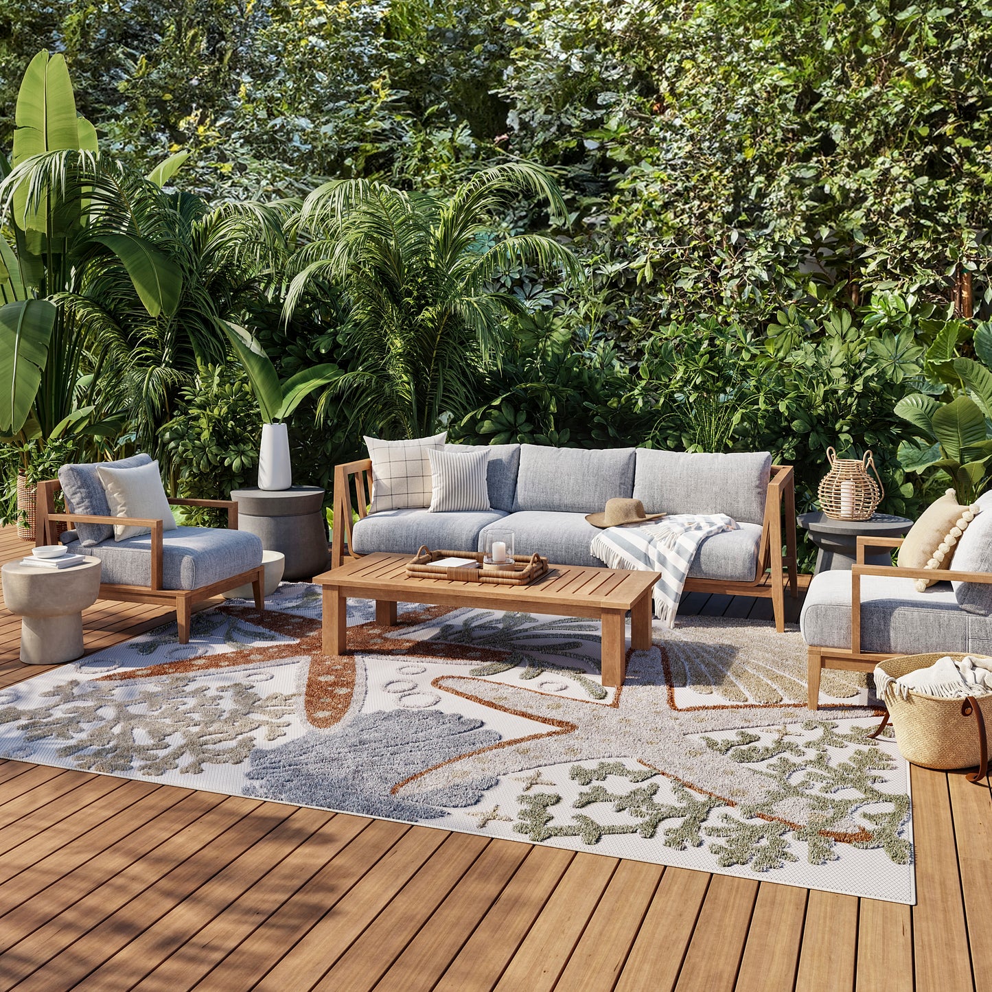 Nourison Home Aloha  Ivory Multicolor  Contemporary