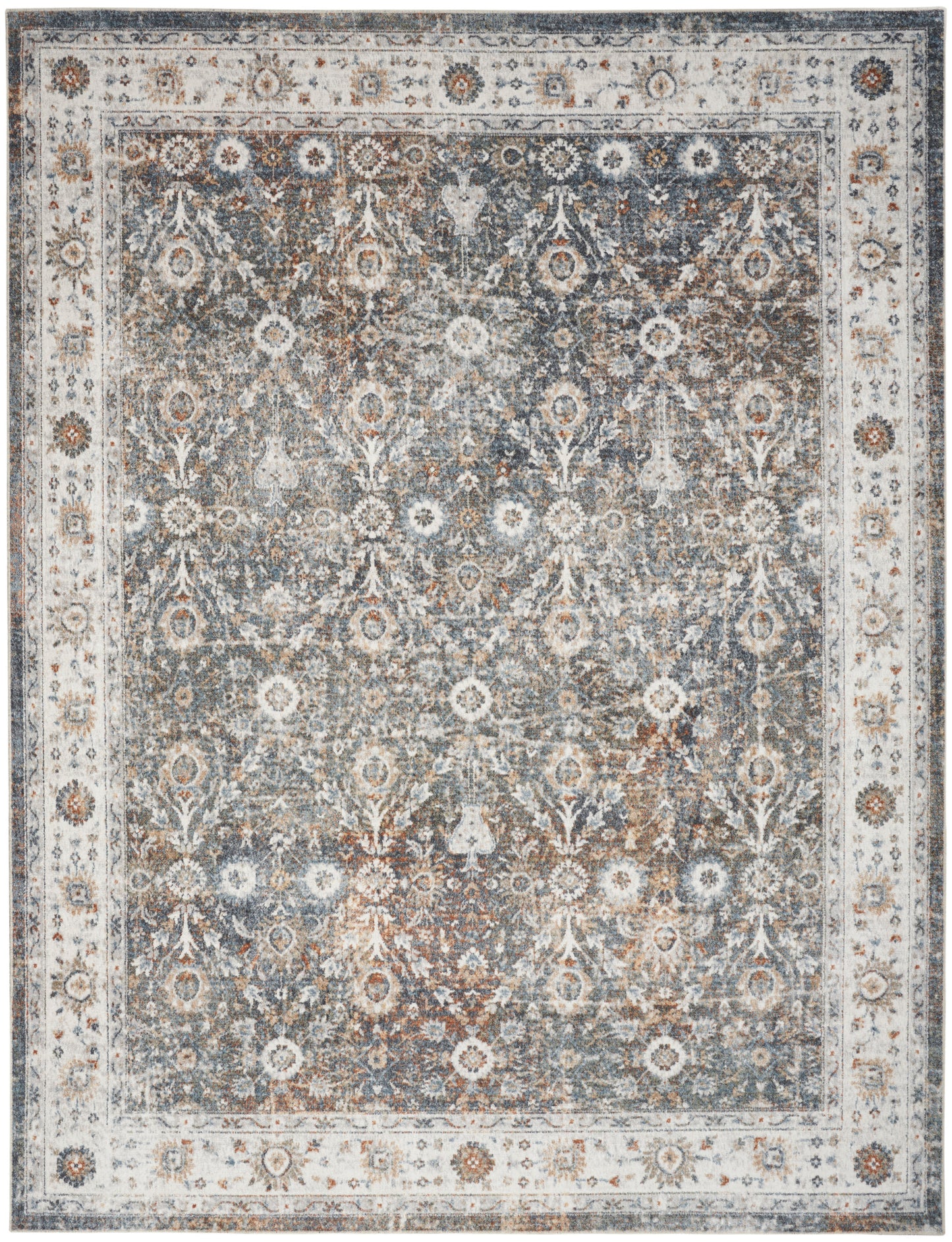 Nourison Home Astra Machine Washable ASW16 Ivory Multicolor Traditional Power-loomed Rug