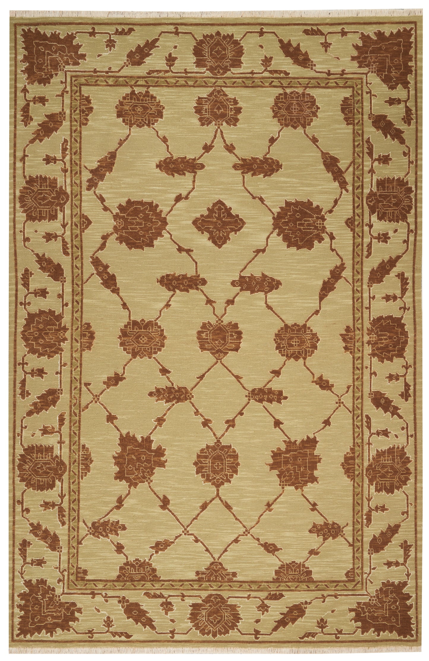 Nourison Home Silk Pointe SKP1 Green Traditional Hand Knotted Rug