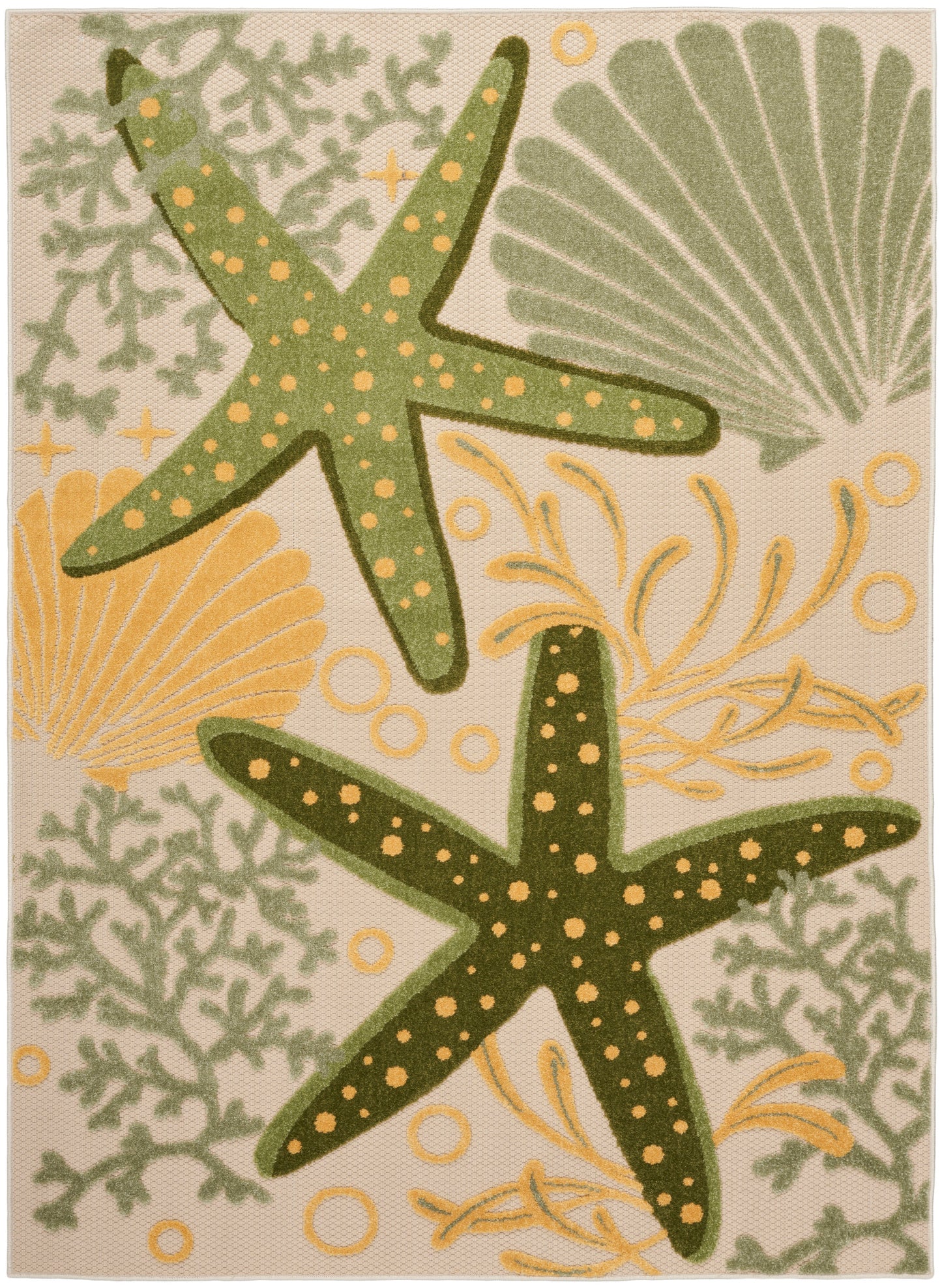 Nourison Home Aloha ALH24 Green Yellow Contemporary Power-loomed Rugs
