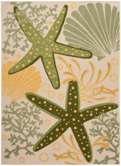 Nourison Home Aloha ALH24 Green Yellow Contemporary Power-loomed Rugs