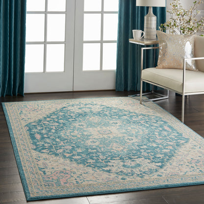 Nourison Home Tranquil  Ivory Turquoise  Traditional