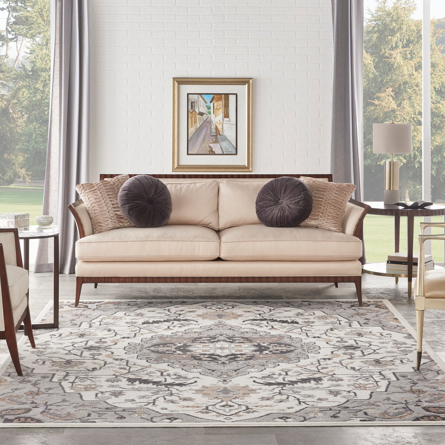 Nourison Home Elation  Ivory Grey  Traditional