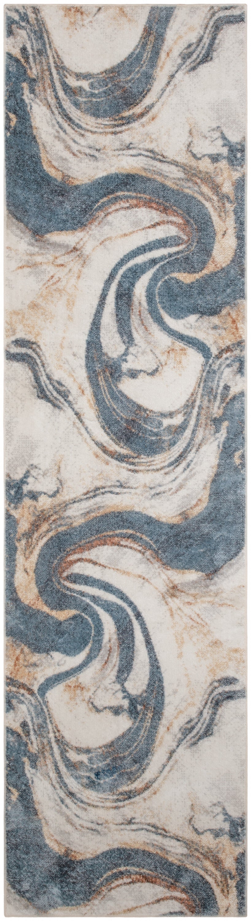 Nourison Home Astra Machine Washable ASW15 Ivory Blue Contemporary Power-loomed Rug