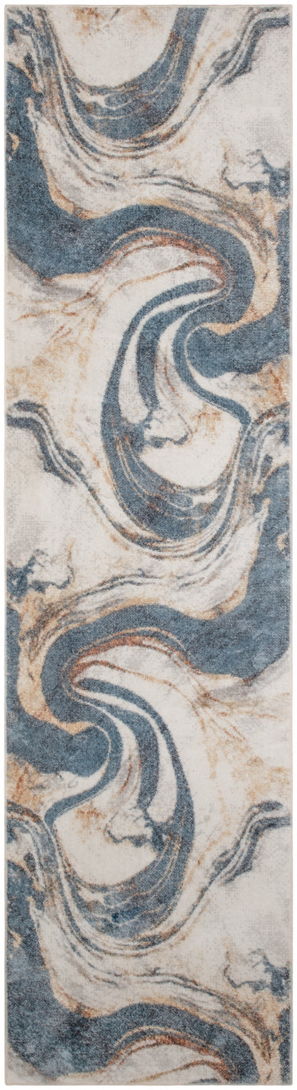 Nourison Home Astra Machine Washable ASW15 Ivory Blue Contemporary Power-loomed Rug