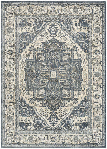 Nourison Home Quarry QUA18 Navy Ivory Traditional Power-loomed Rugs