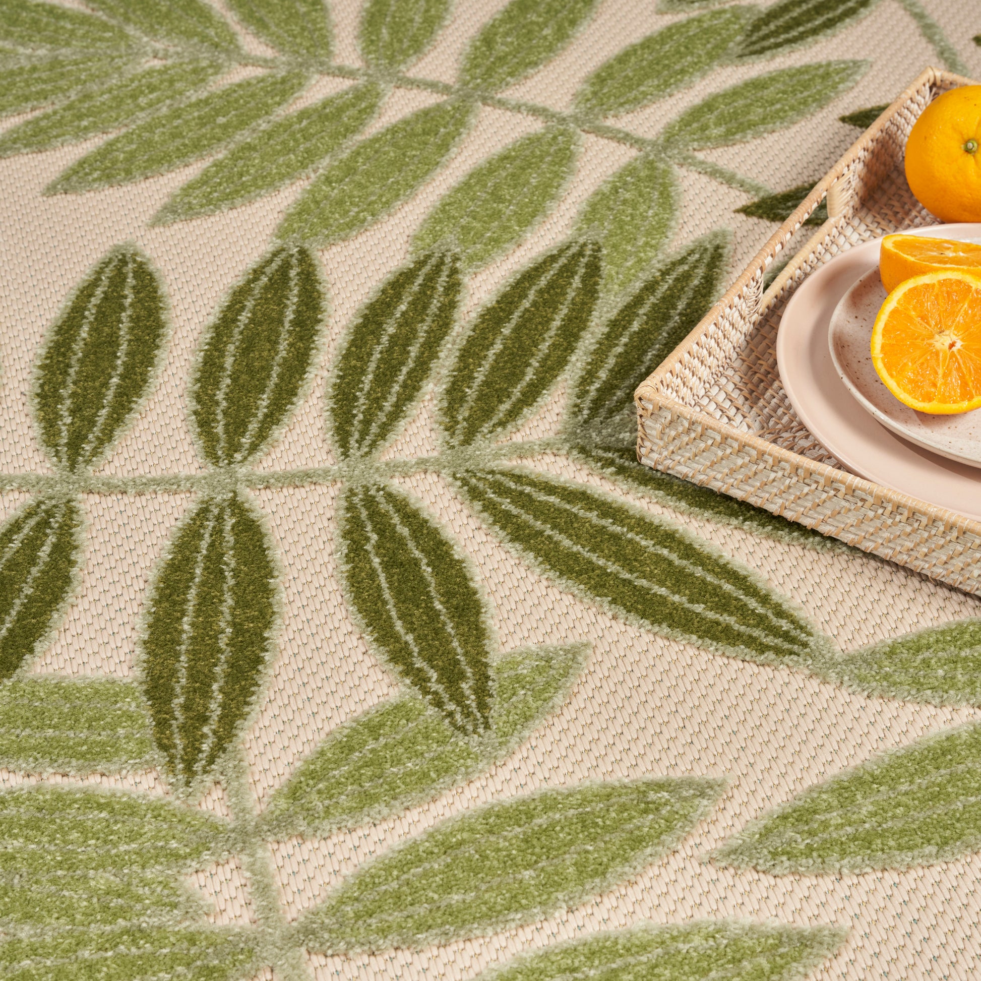 Nourison Home Aloha  Ivory Green  Contemporary
