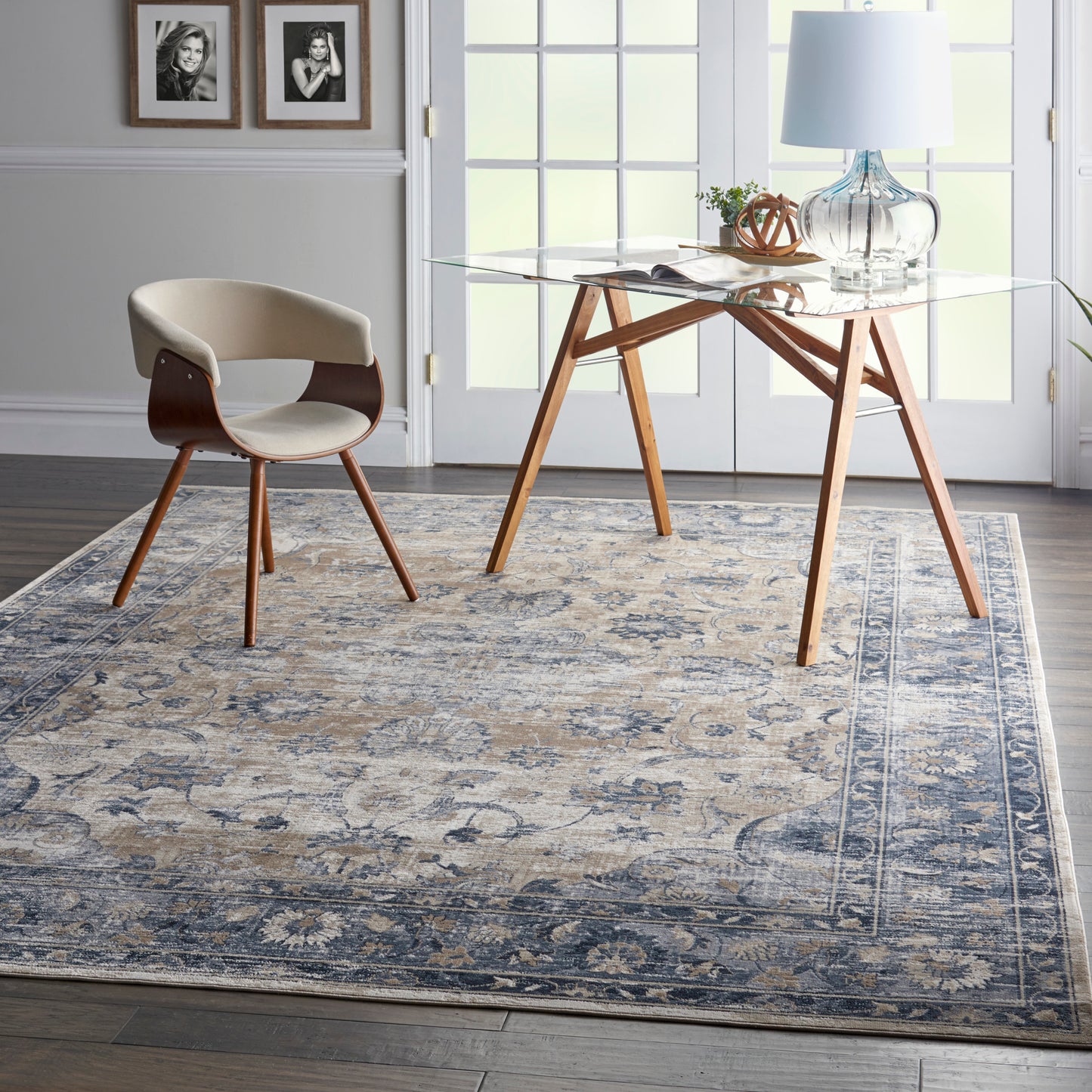 Nourison Home Malta  Blue Ivory  Traditional