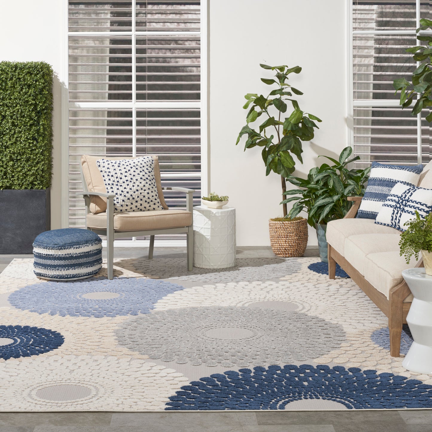 Nourison Home Aloha  Blue Grey  Contemporary