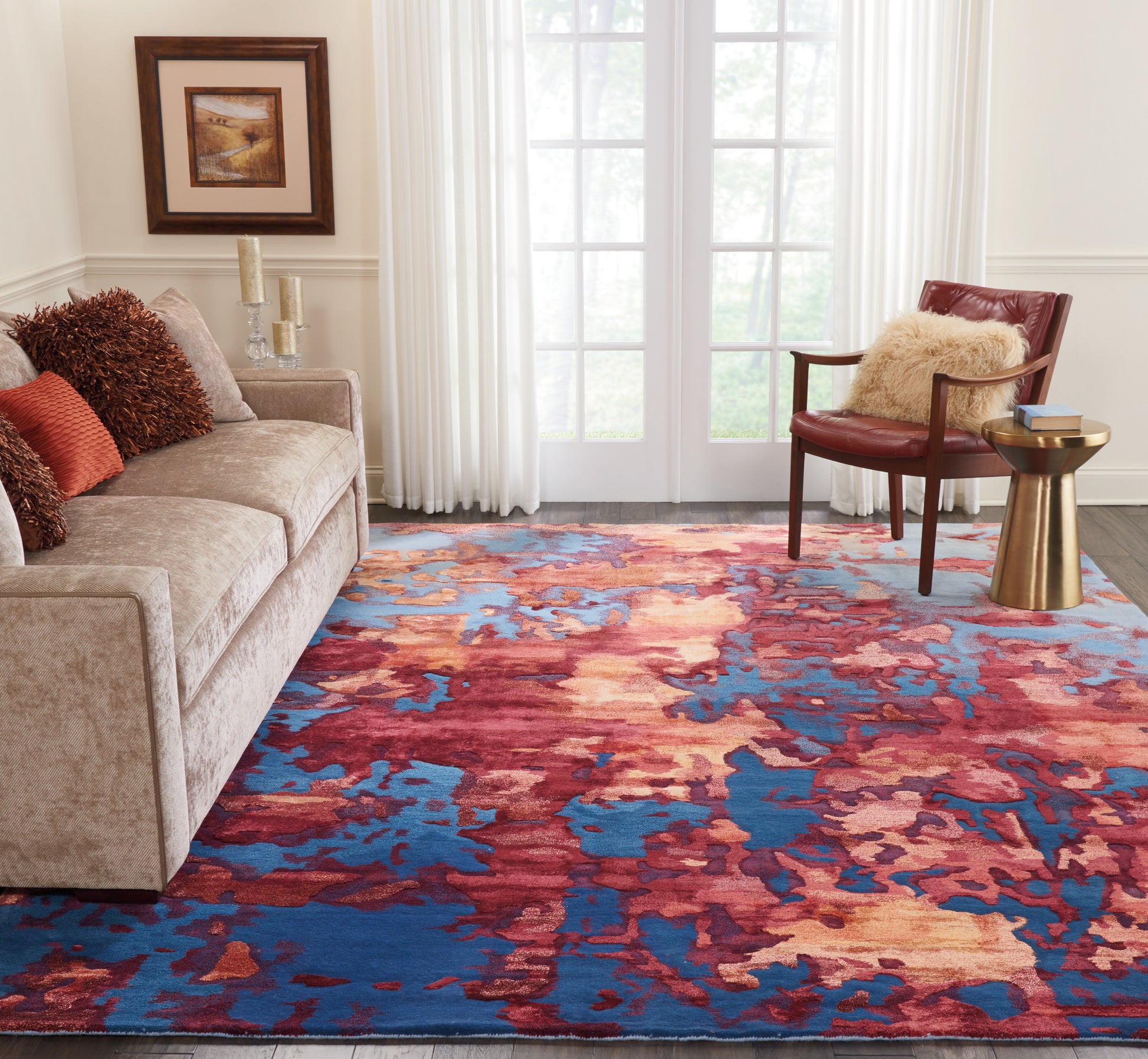 Nourison Home Prismatic  Blue Flame  Contemporary