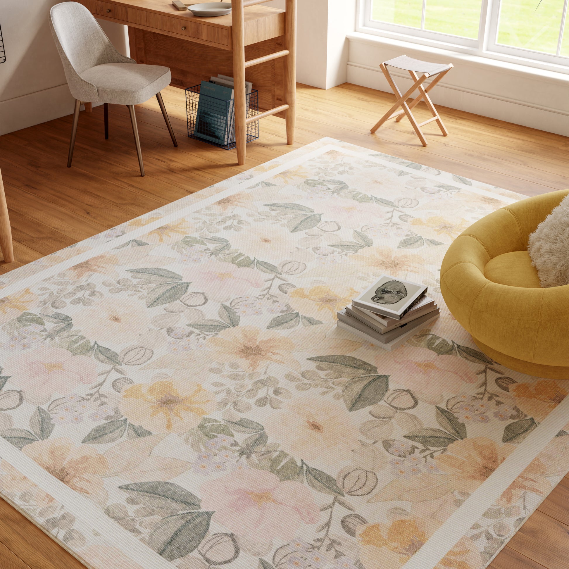 Nourison Home Botanical Washables  Beige Multicolor  Contemporary
