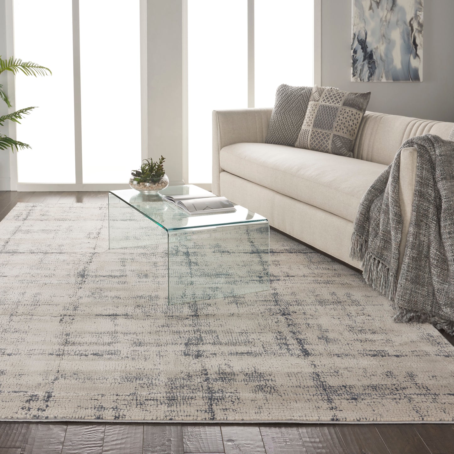 Nourison Home Rustic Textures  Ivory Blue  Contemporary