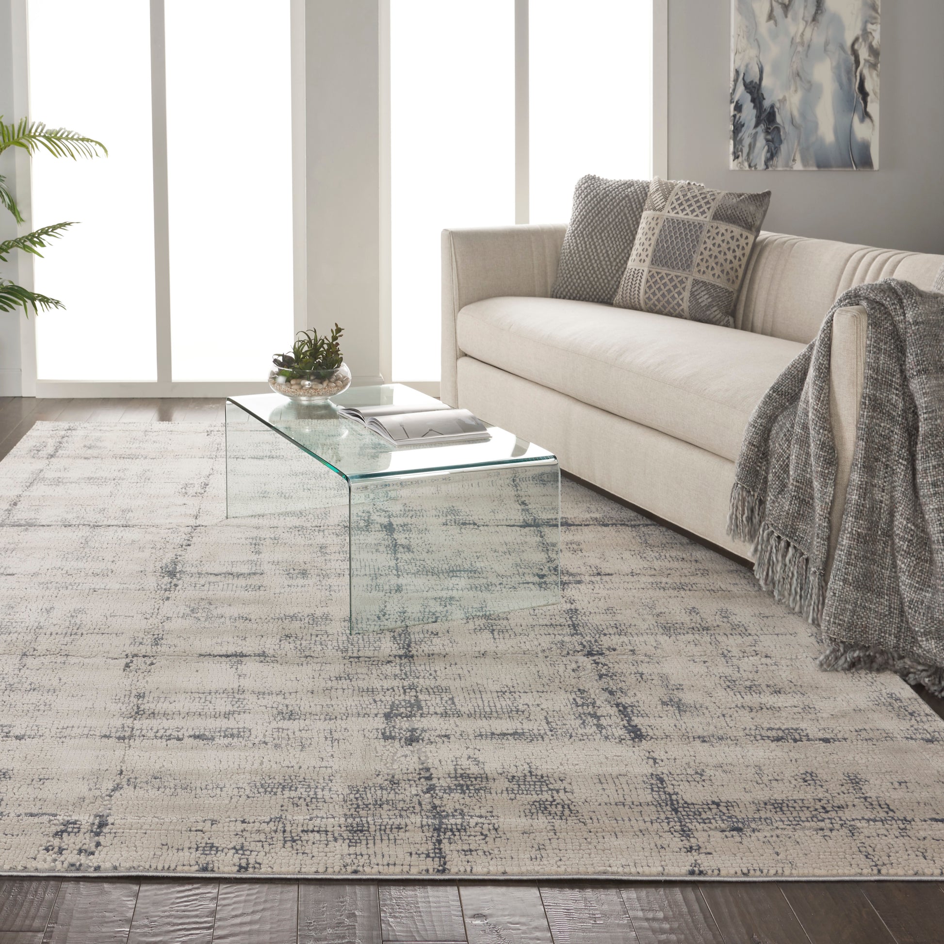 Nourison Home Rustic Textures  Ivory Blue  Contemporary