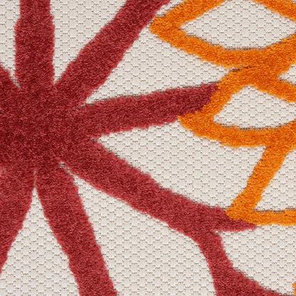 Nourison Home Aloha  Red Multicolor  Contemporary