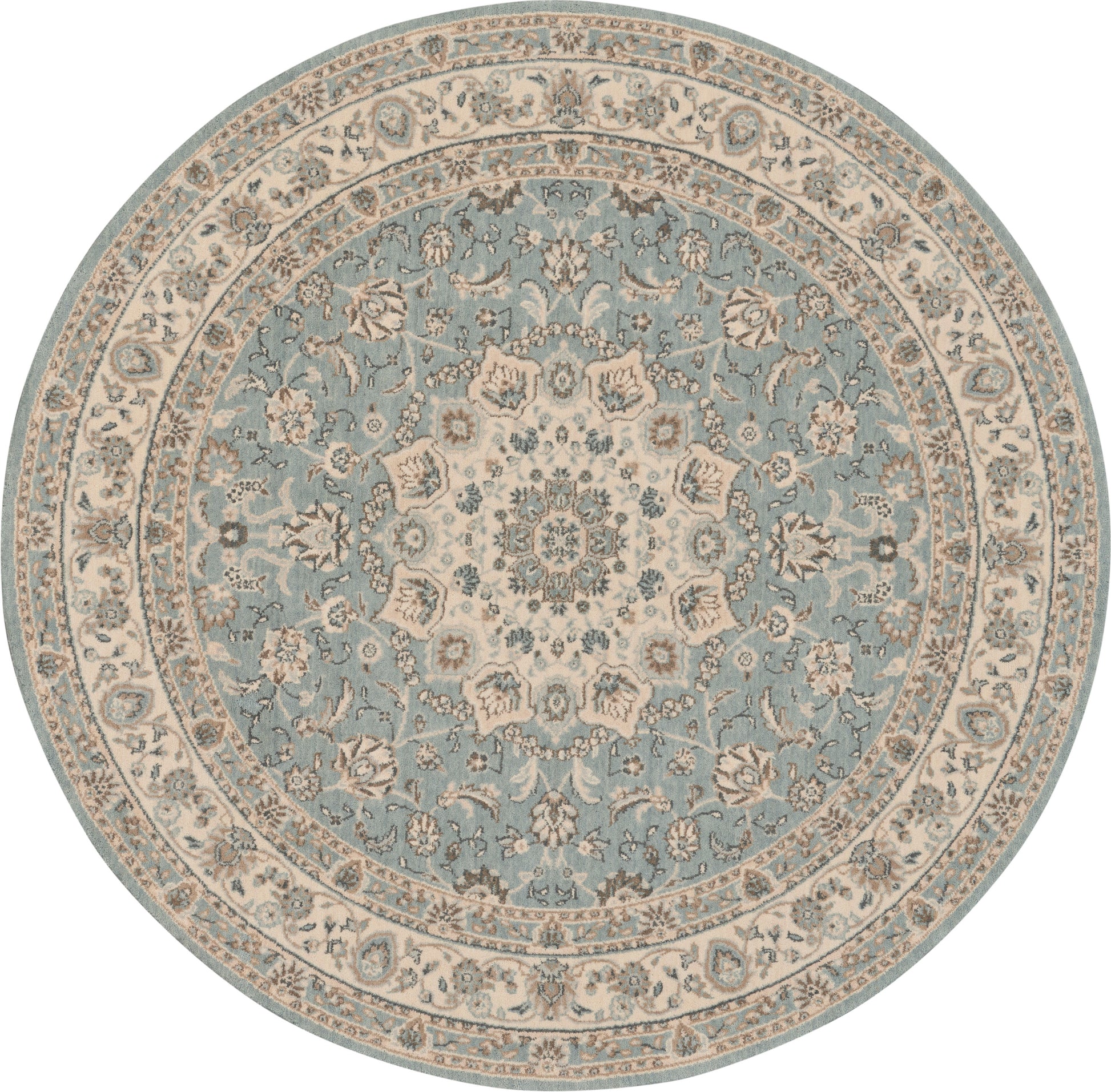 Nourison Home Living Treasures  Aqua Ivory  Traditional