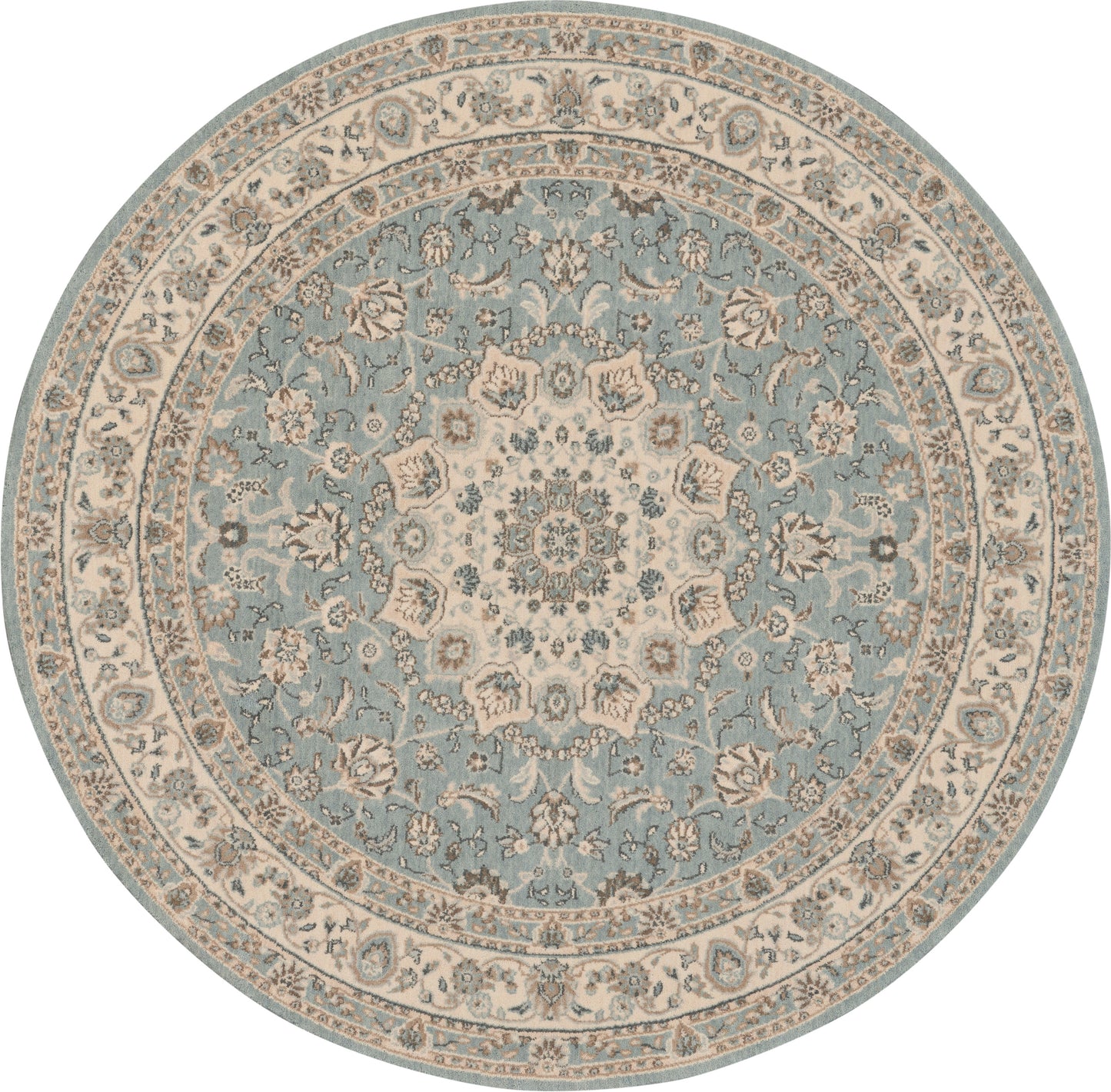 Nourison Home Living Treasures LI15 Aqua Ivory Traditional Loom-woven Rug