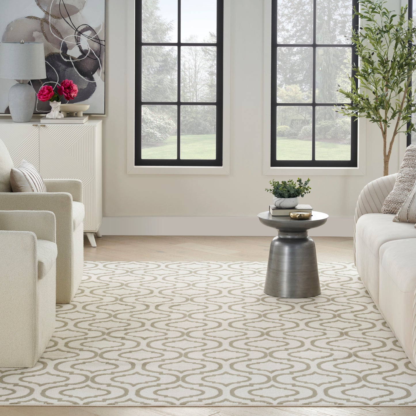 Nourison Home Jubilant  Ivory Green  Transitional