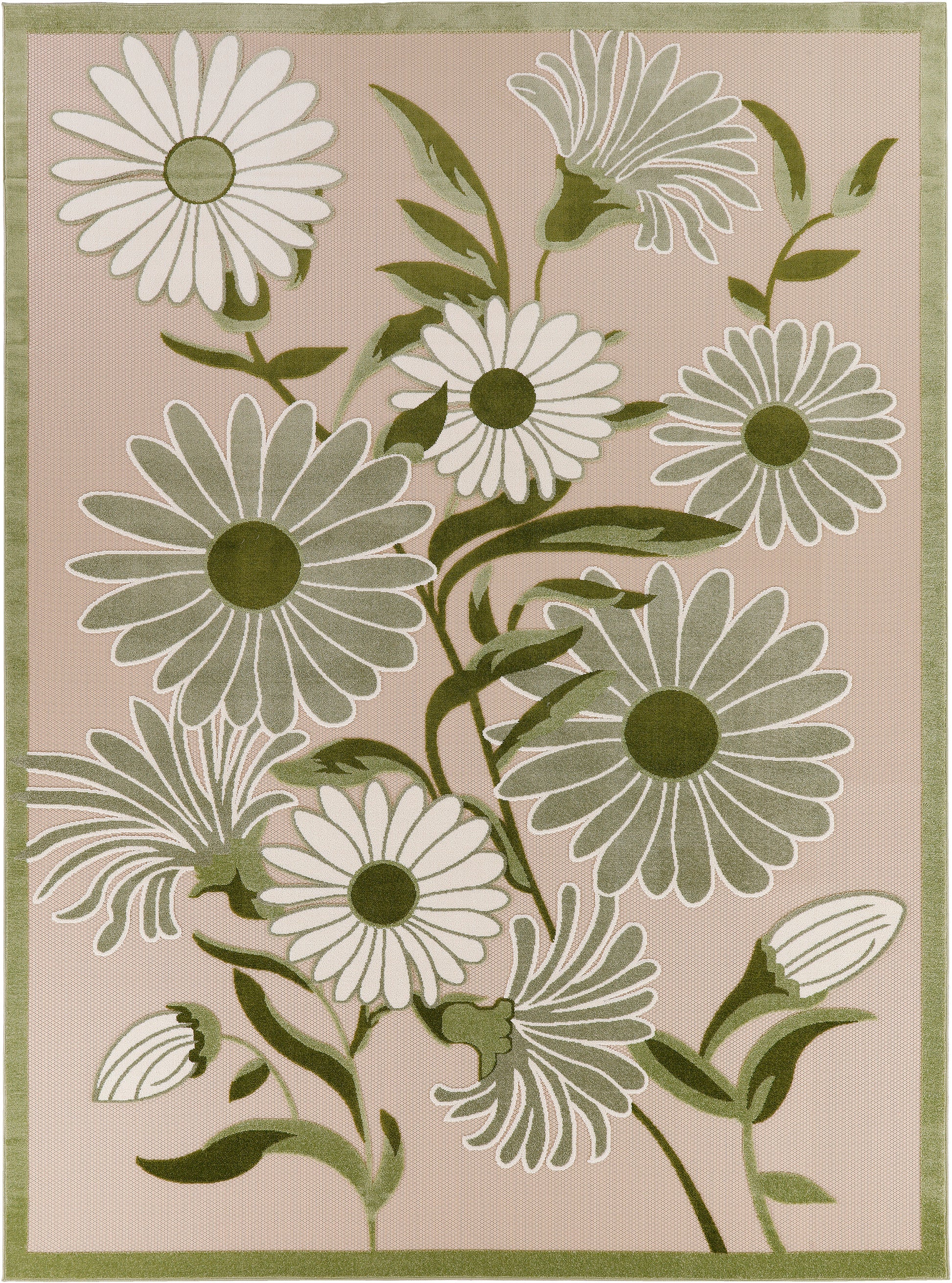Nourison Home Aloha  Ivory Green  Contemporary
