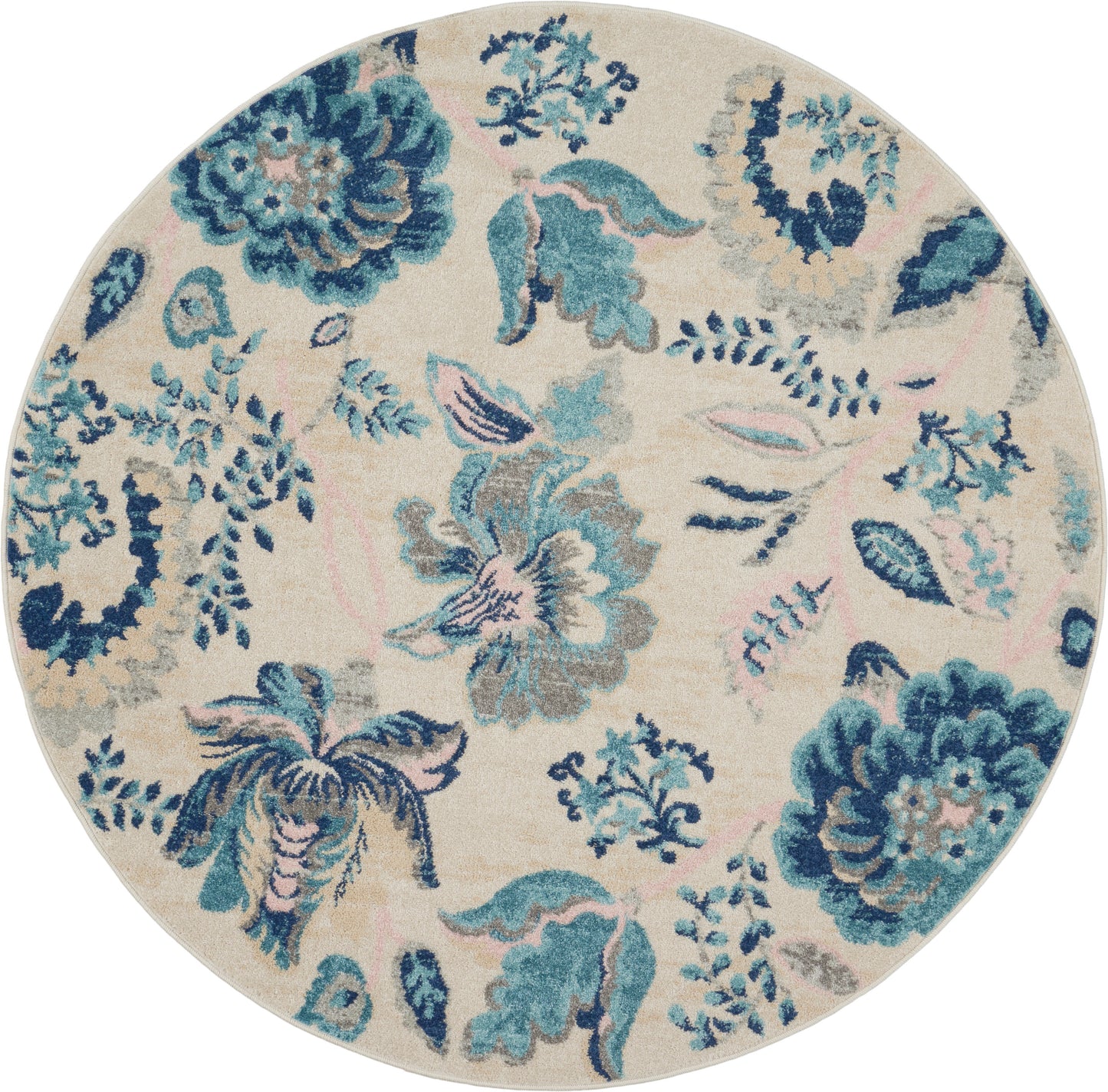 Nourison Home Tranquil TRA02 Ivory Light Blue Contemporary Power-loomed Rug