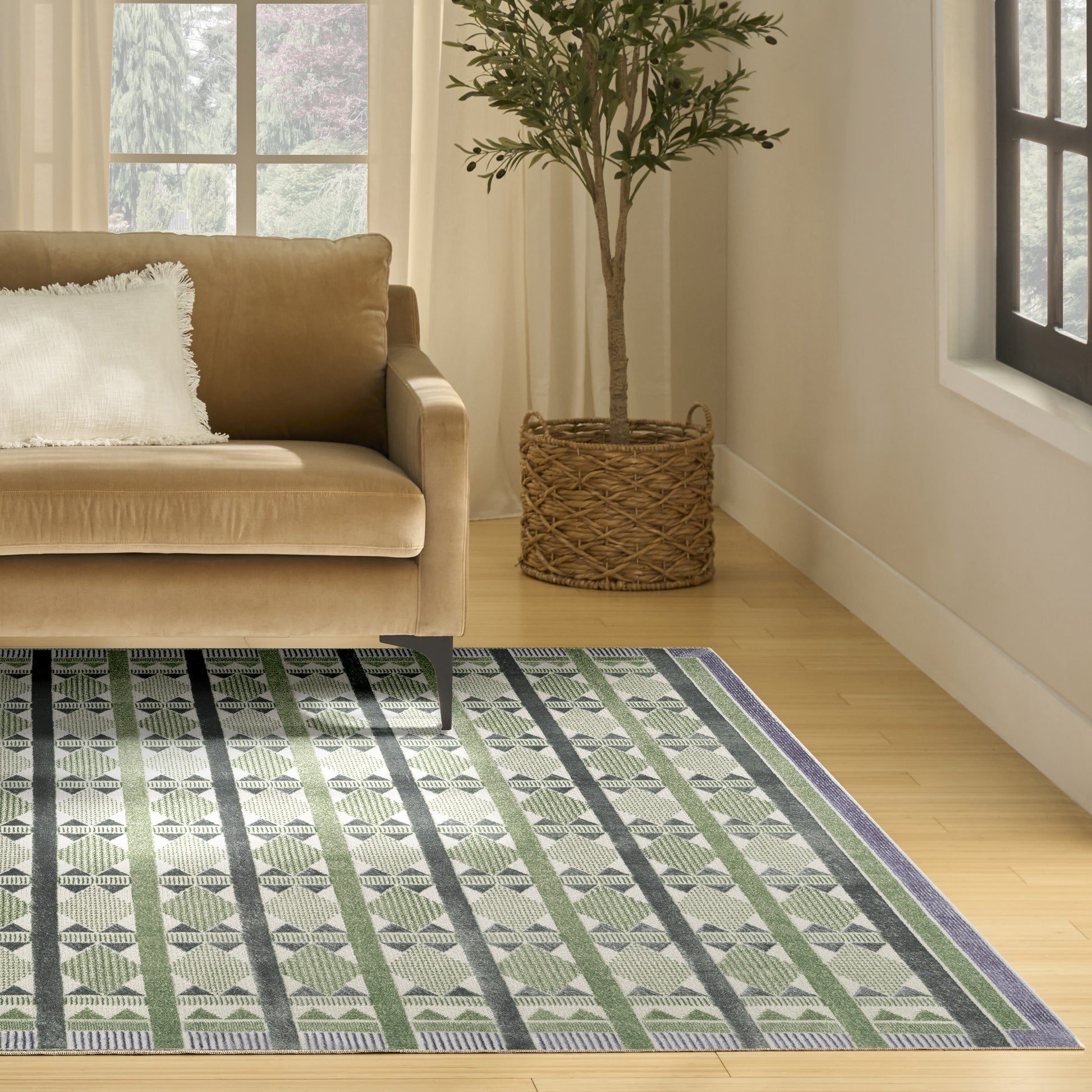 Nourison Home Nordic  Green Blue  Contemporary