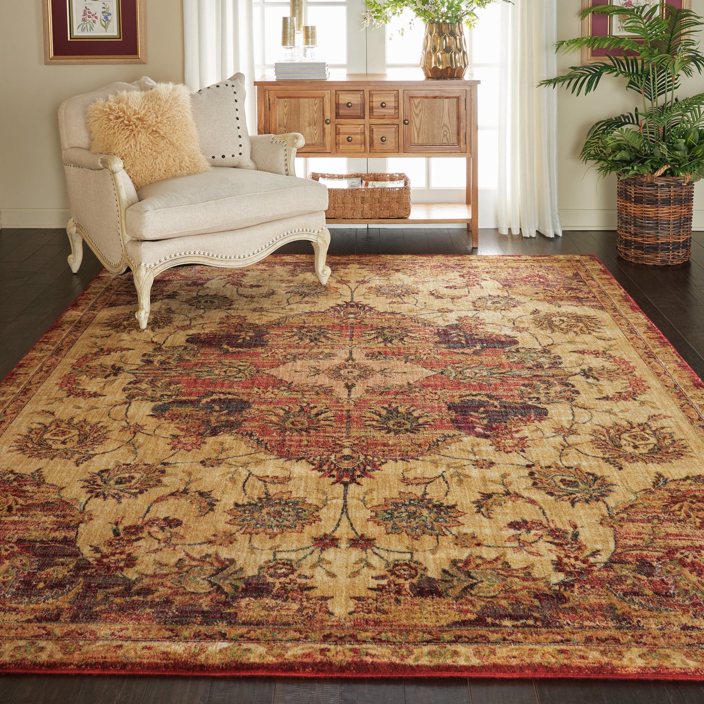Nourison Home Jewel  Cream Red  Traditional