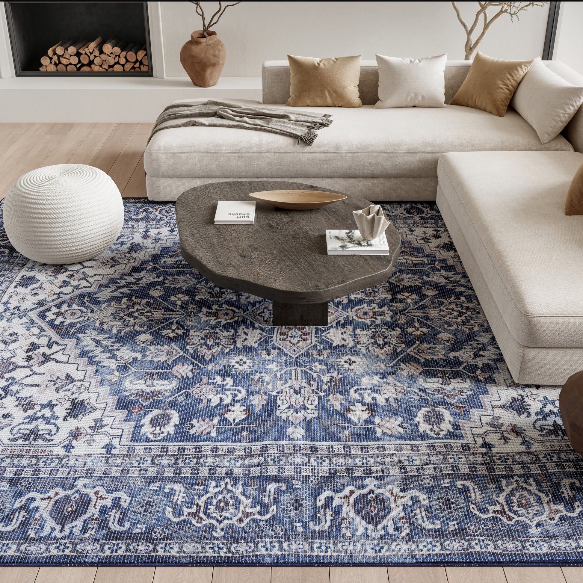 Nourison Home New Concept Washables  Navy Ivory  Traditional