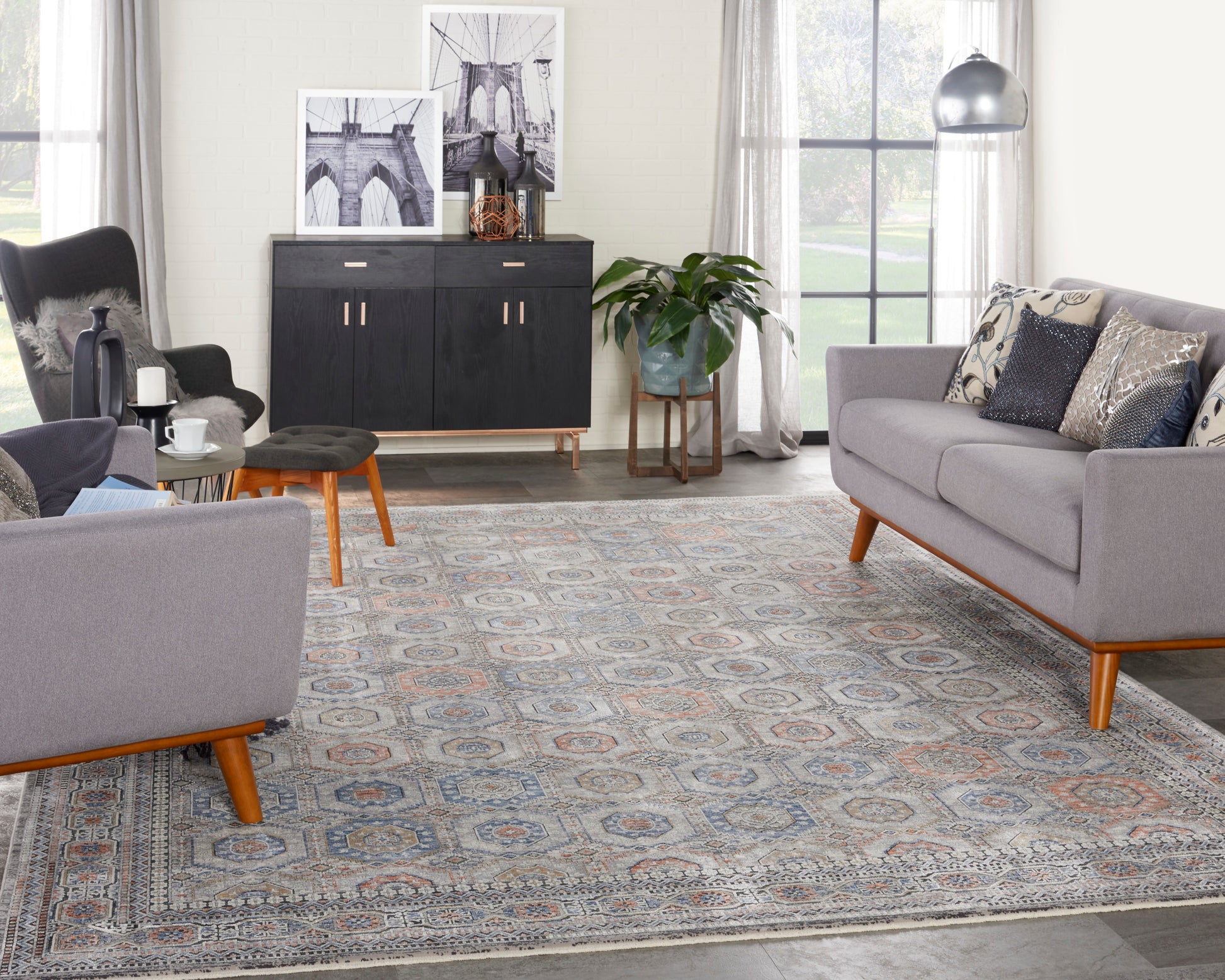 Nourison Home Starry Nights  Grey Navy  Traditional