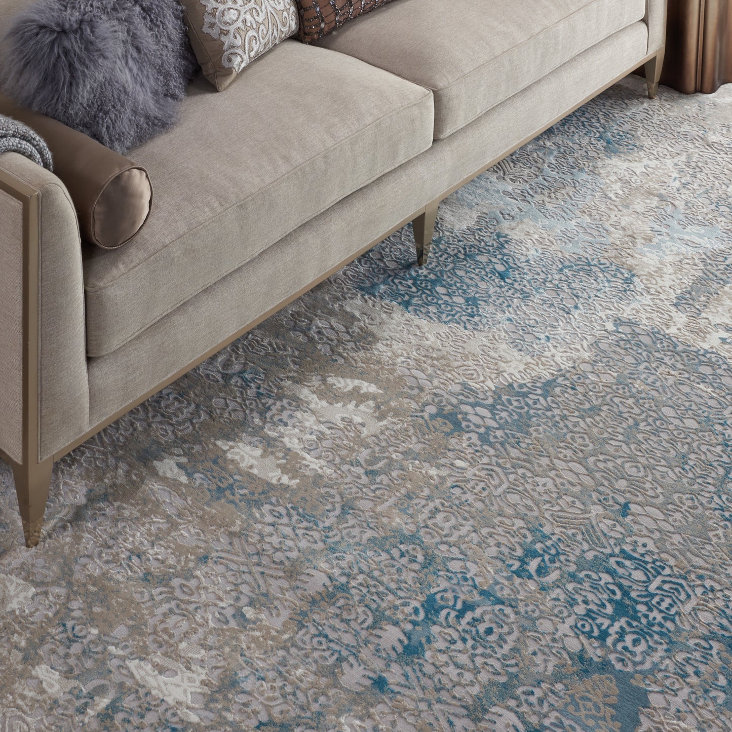 Nourison Home Karma  Ivory Light Blue  Transitional