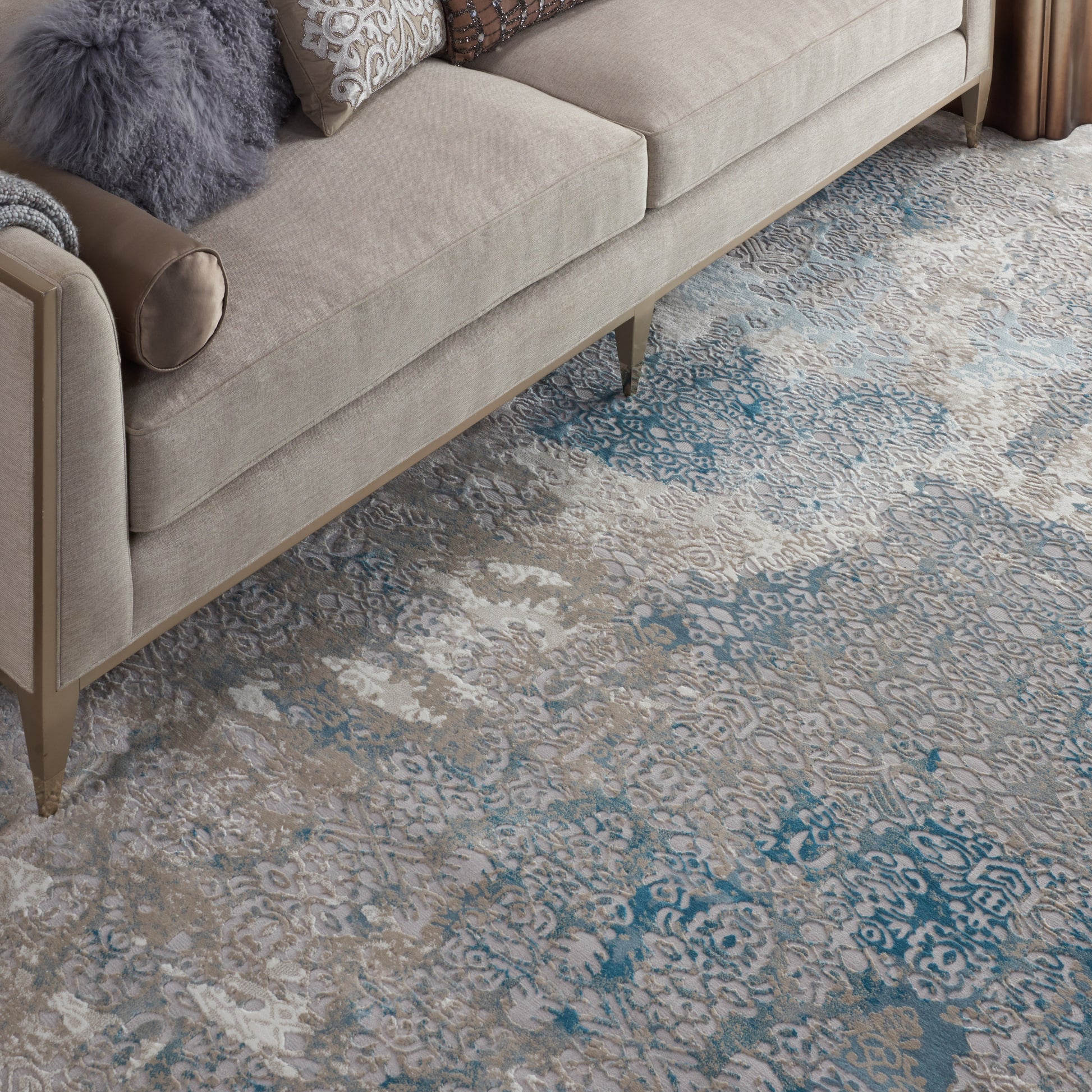 Nourison Home Karma  Ivory Light Blue  Transitional