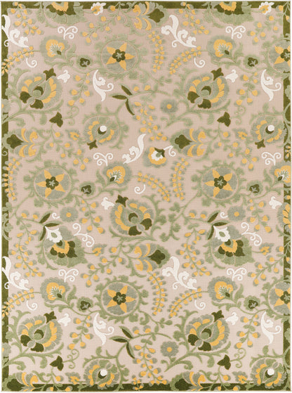 Nourison Home Aloha ALH17 Ivory Green Contemporary Power-loomed Rugs