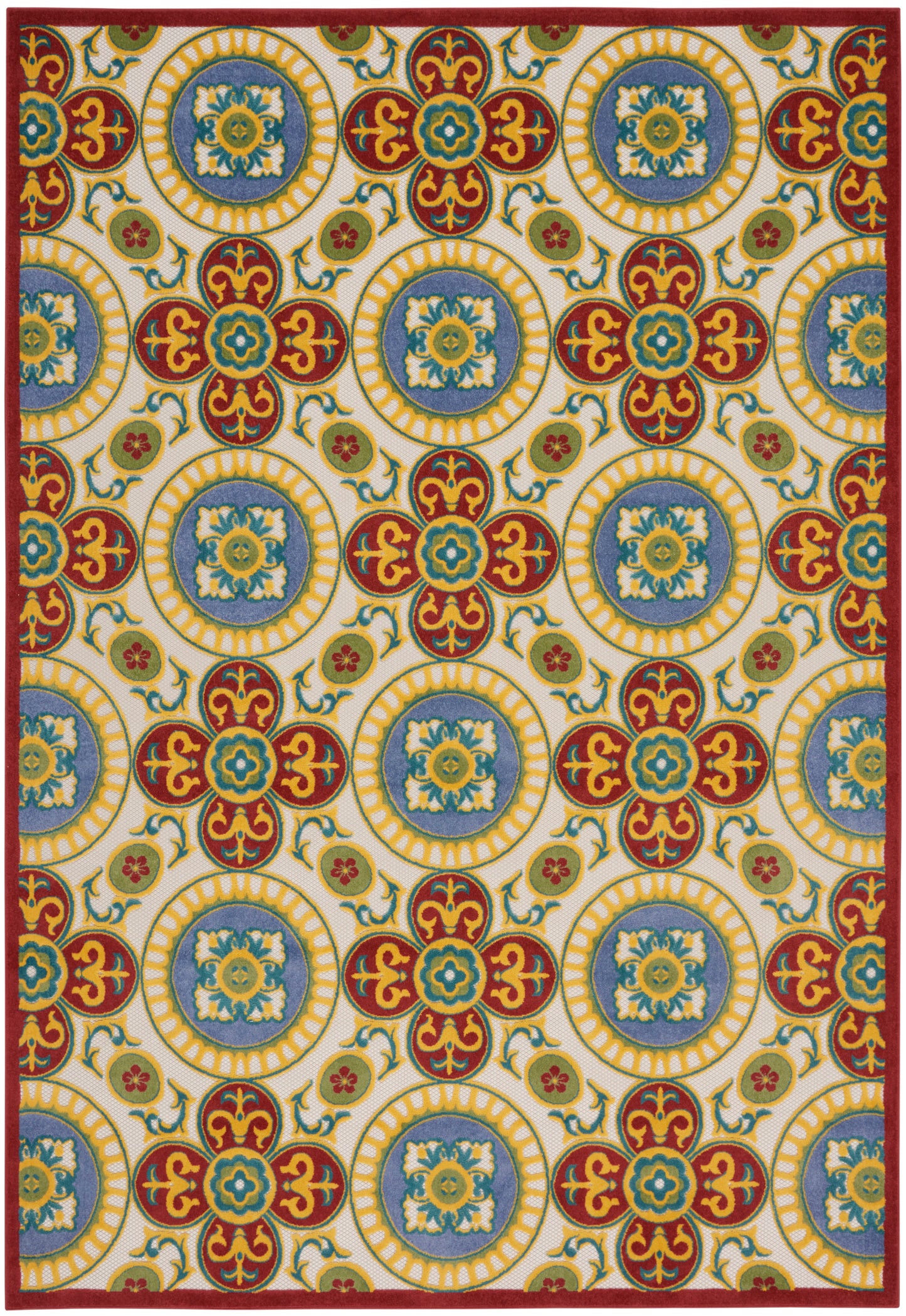 Nourison Home Aloha  Red Multicolor  Contemporary
