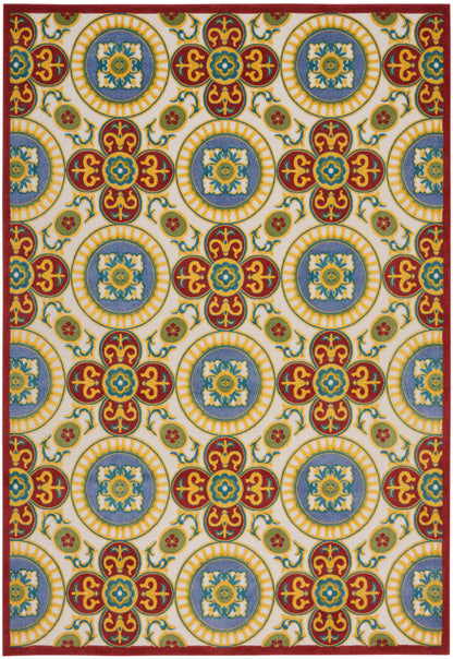 Nourison Home Aloha  Red Multicolor  Contemporary