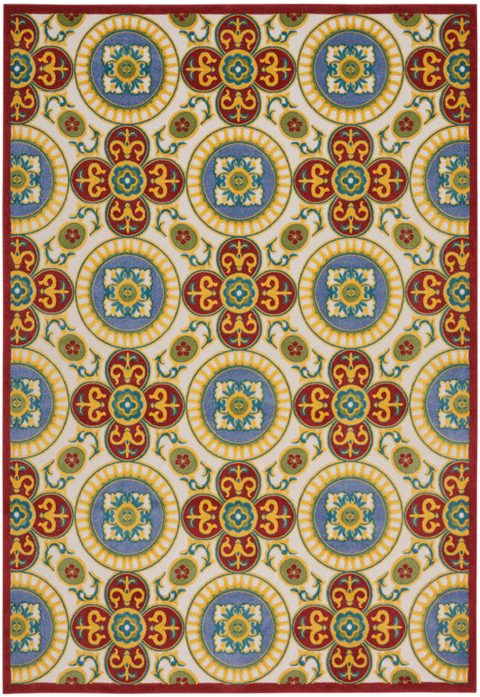 Nourison Home Aloha  Red Multicolor  Contemporary